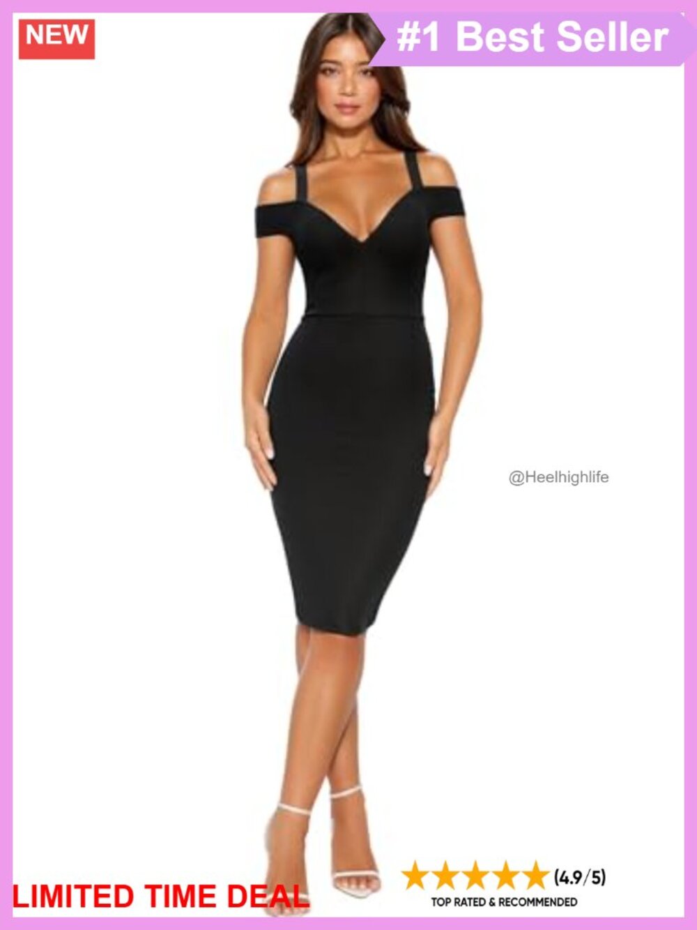 Elegant V Neck Bodycon Dress Sleeveless Knee Length Semi Formal